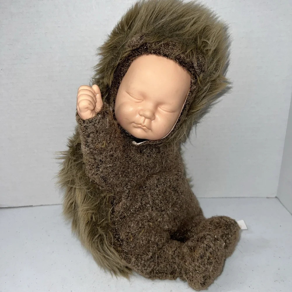 Vintage Anne Geddes Hedgehog Sleeping Baby Doll Plush 16